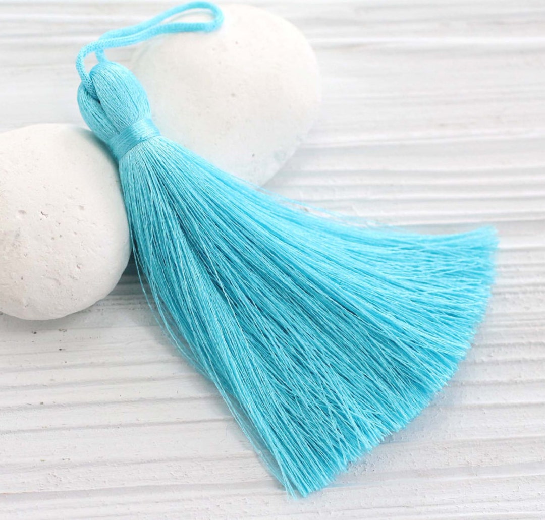Turquoise Silk Tassel, Aqua, Sky Blue, Thick Tassel, Silk Tassel