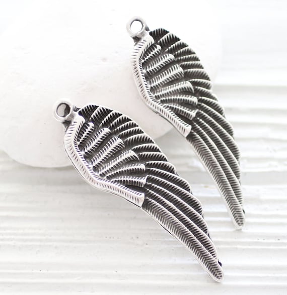 20 Pezzi - Pendenti Con Ciondoli In Argento Tibetano Con Ali D'angelo Gioielli Fata Spiritosa L133 - Italia - Foto 2