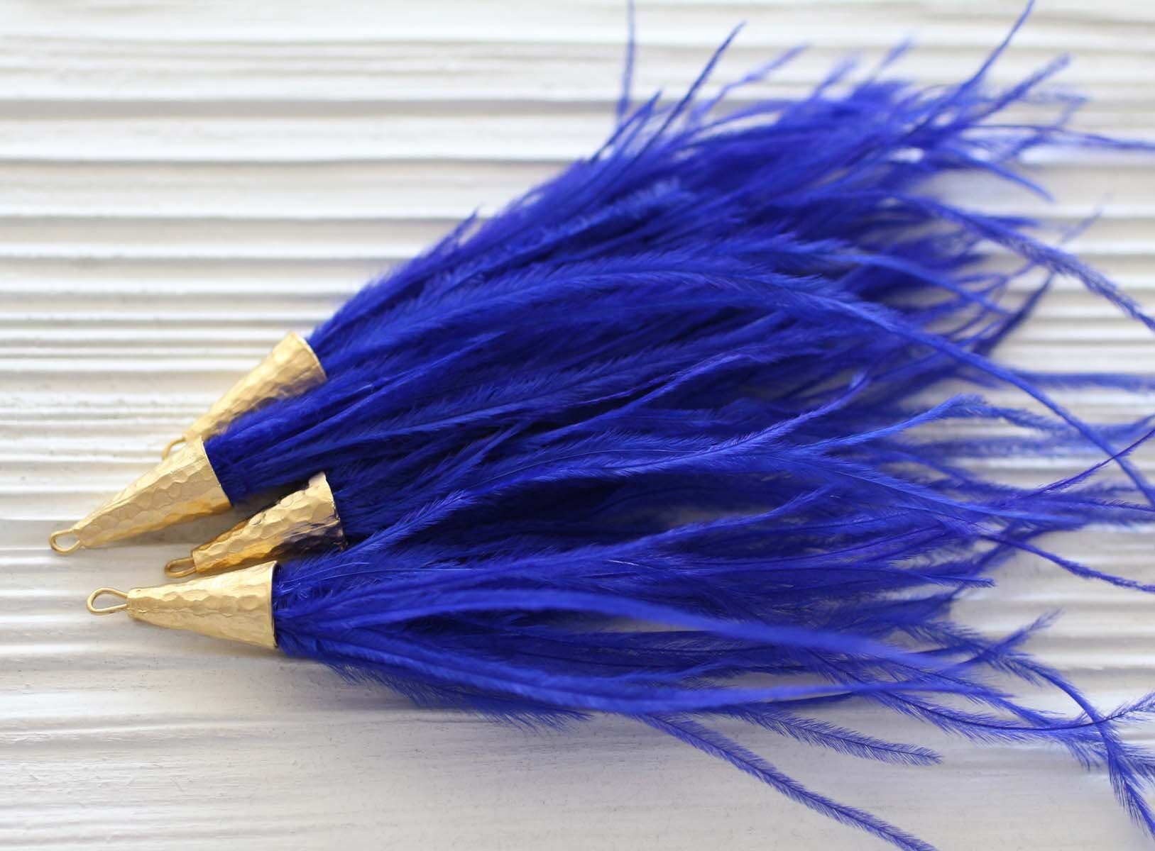 Cobalt feather tassel, blue feather tassel, jewelry tassels, feather