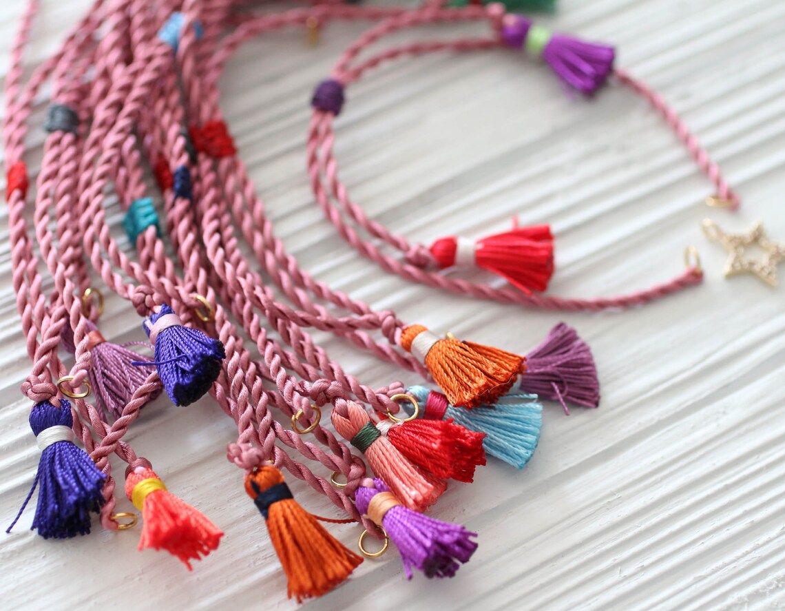 Adjustable Blush Pink Cord Bracelet With Tassels DIY Cord - Etsy
