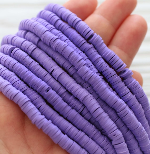 2 Strands Purple Heishi Beads, 5mm Polymer Clay Disc Beads, Vinly, 16" Strands for Bracelet Necklace