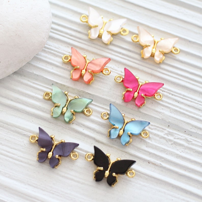 Butterfly charm connector gold, animal pendant, butterfly pendant, bracelet connector, just dangles, necklace connector, earrings charm image 2