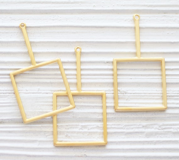 Contemporary pendant gold, earrings pendant, drop pendant, large gold pendant, modern findings, geometric pendant, square pendant charm