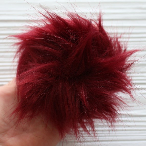 Burgundy pom pom, 5" plum faus fur pom poms for hats keychain bags slippers curtains, beanie pom pom, fur pom pom, large pom pom, N11