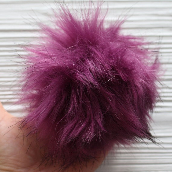 Faux Fur Brown/purple Pom Poms, Single, Bulk Order 5 or 10 Poms