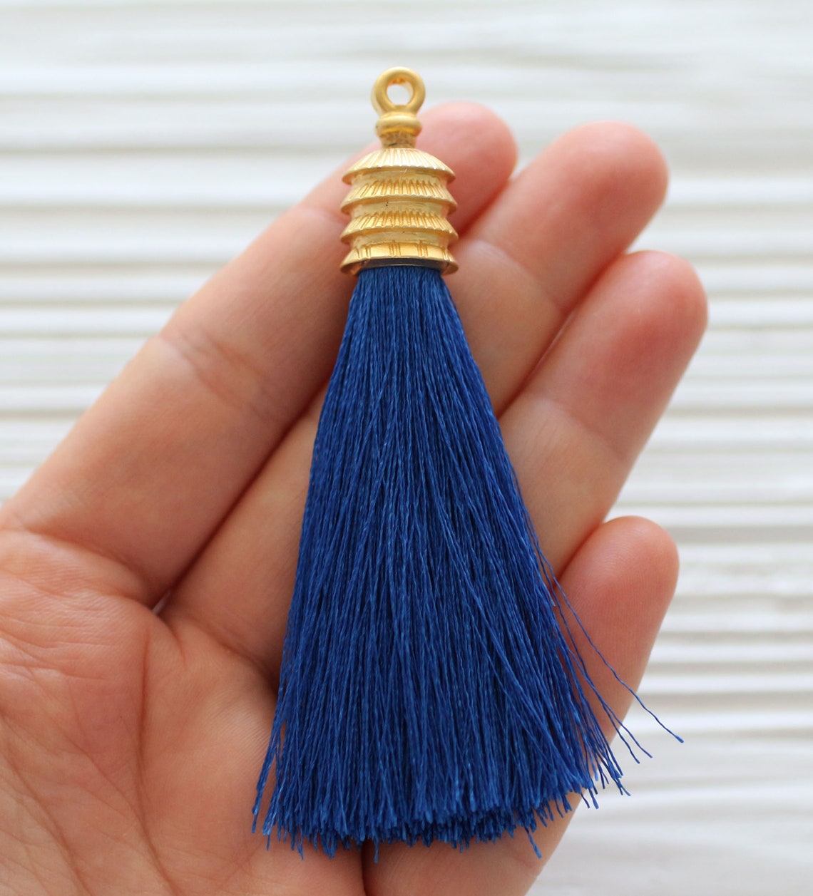 Cobalt Blue Silk Tassel Gold Cap Silk Tassel Tassel Pendant | Etsy