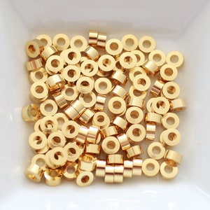 10pc gold heishi beads, 6mm, flat shaped gold rondelle beads, gold beads, metal spacer beads, large hole beads, round beads, M3 image 2