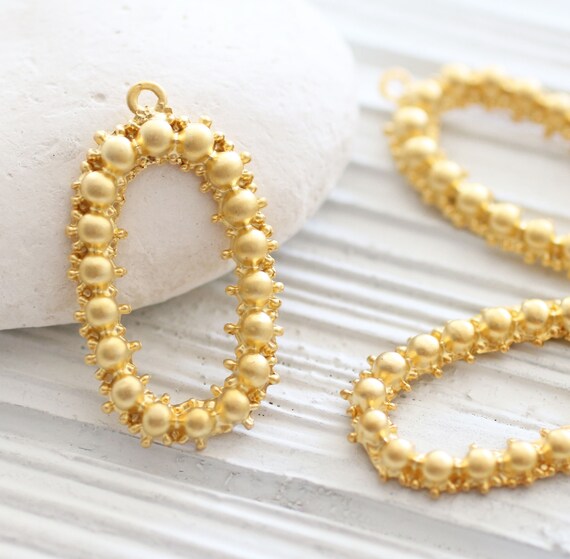 Modern gold charm pendant, large earrings charms, just dangles, oval pendant, gold findings, necklace focal piece, drop pendant
