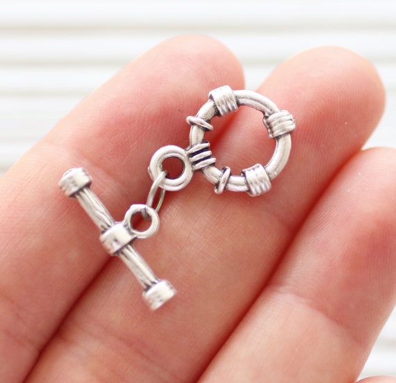 Toggle Clasps Silver, T Bar Ring, Large Silver Plated Jewelry