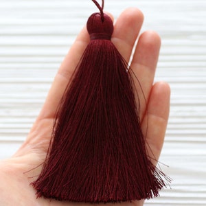 Extra large burgundy tassel, red wine, door knob, pillow tassels, silk tassel, jewelry tassels, plum, mala tassel, decorative tassels, N59 image 3