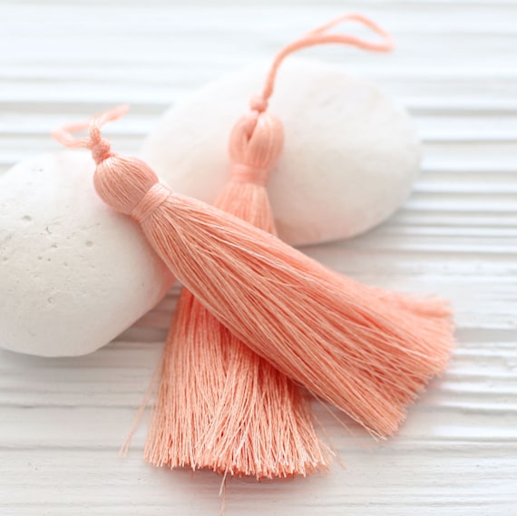 Blush silk tassel, peach silk tassel, necklace tassel, coral tassel, handmade, decorative tassels, jewelry tassels, blush pink tassel, N60