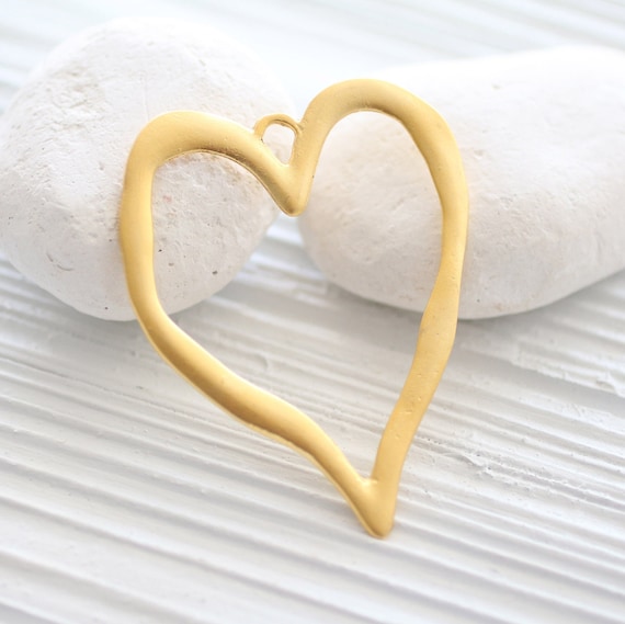 Heart pendant, large gold heart pendant, gold heart, Valentines day, gold pendant, large pendants, love pendant, valentines day gift