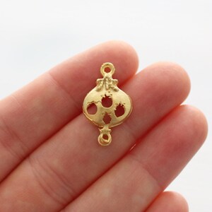 10pc gold pomegranate charm, connector gold, earring charms, pomegranate, fruit charms, dangles, bracelet connector, matte gold, cut out image 3