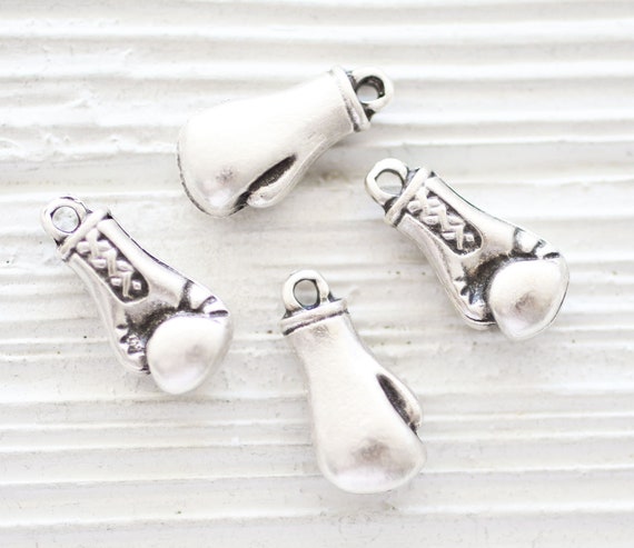 2pc boxing gloves charms, sports charms, earring charms silver, large metal charms, earrings dangles, necklace, bracelet charms,boxing charm