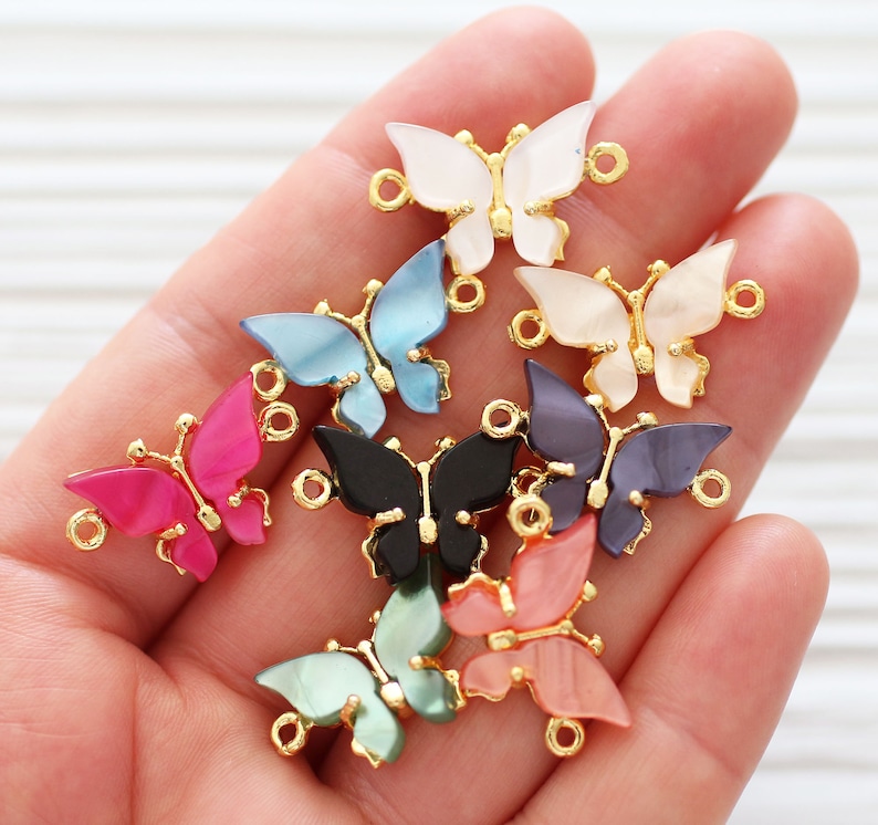 Butterfly charm connector gold, animal pendant, butterfly pendant, bracelet connector, just dangles, necklace connector, earrings charm image 1