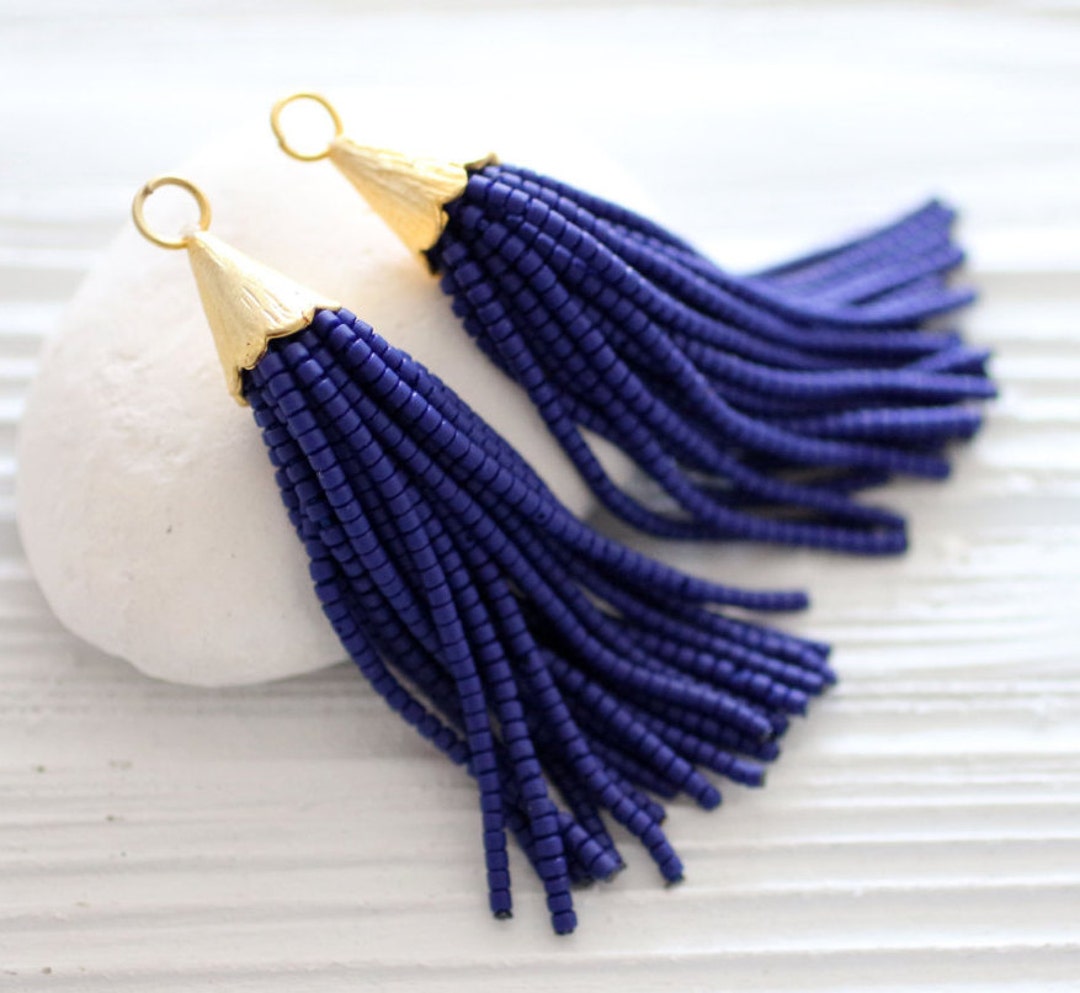 Navy tassel shop necklace
