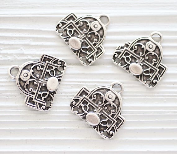 2pc multi strand connector, rustic unique findings, silver multistrand jewelry connectors, filigree necklace earrings chandelier charms