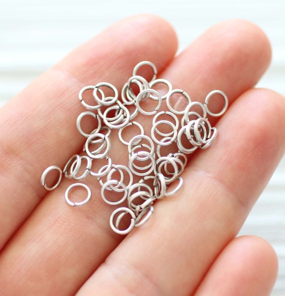 50, 100, 200pc jump rings silver, 5mm open jump rings, silver plated jump rings for jewelry, jump rings for earrings necklace, open links