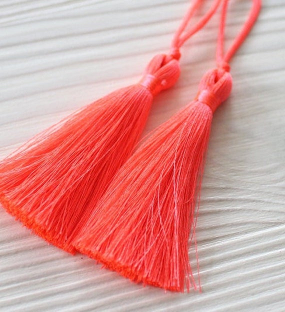 Bright rose neon silk tassel, bright neon tassel, large tassels, tassels for jewelry, tassel, neon tassel,decorative tassels,rose tassel,N33