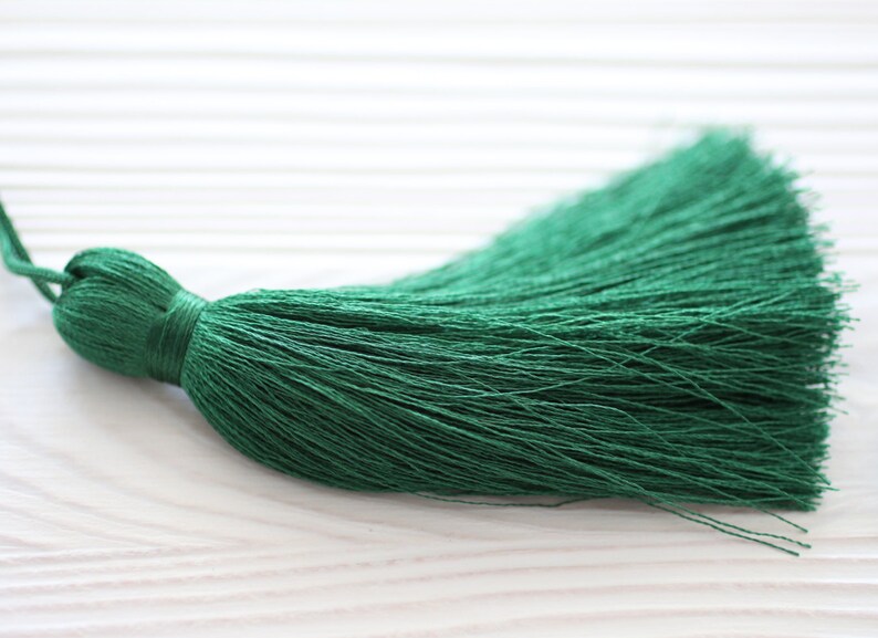 Emerald green silk tassel, extra large mala tassels, tassels for jewelry, purse tassel charm, door knob decor tassel, green tassel, N55 image 4