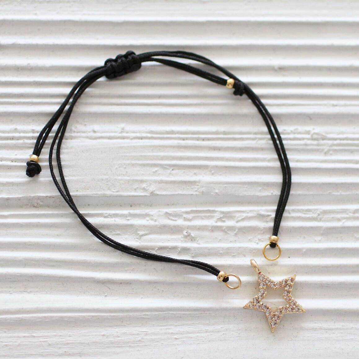 Black string bracelet, adjustable DIY string bracelet blank, black cord