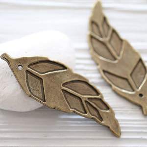 Large antique gold leaf pendant, leaf, large pendant, antique gold findings, dangle pendant, vertical pendant, natural pendant, flat pendant