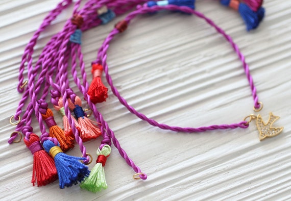 Purple friendship bracelet blank, purple cord bracelet with tassels, DIY cord bracelet blank, semi-ready bracelet, plum string bracelet, N63