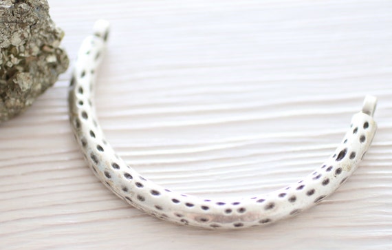 Silver crescent pendant, collar pendant, collar necklace, necklace bar, silver connector, crescent, metal collar, crescent connector