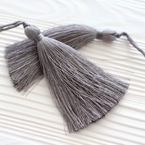 Gray silk tassel, large tassels, charcoal, tassel, smoke, handmade, decorative tassels, thick long tassel, thread, silk mala tassel, N24 image 2