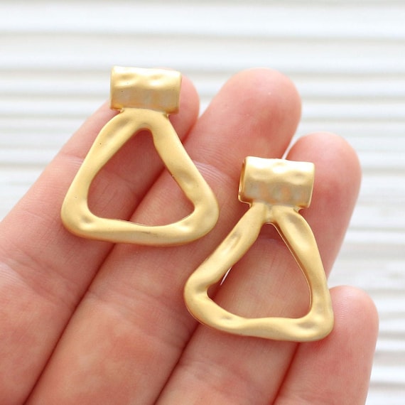 Triangle pendant, large hole pendant, earring charms, geometric pendant, tribal pendant, triangle earrings dangle, hammered pendant