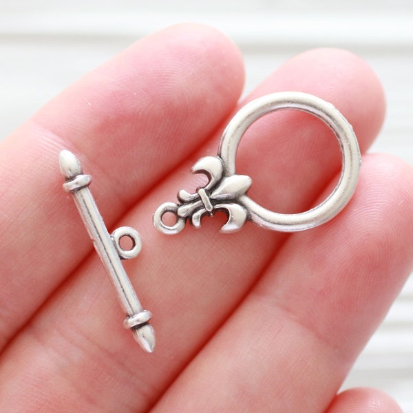 Toggle clasps silver, T bar ring, large silver plated jewelry clasp, necklace clasps, bracelet clasp, closures for necklaces bracelets