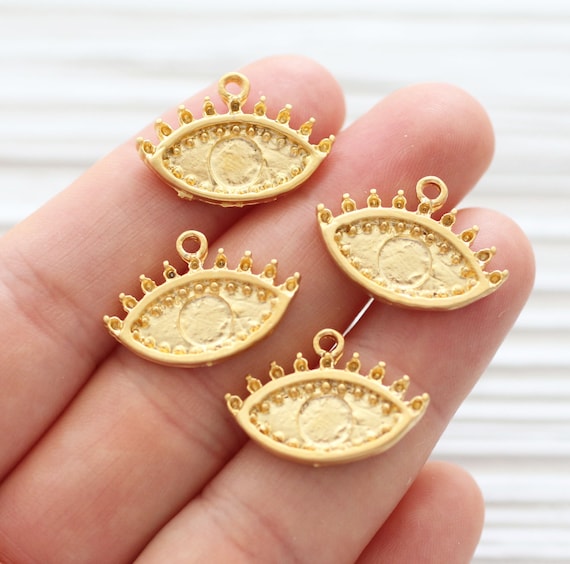 10pc Tribal Charms Earring Charms Gold Necklace Charms Evil Eye