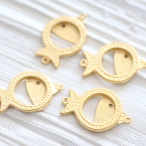 4pc large gold fish charm, earring charms, bracelet charms, gold charms, dangles, sea findings, fish pendant, gold fish connector, animal image 3