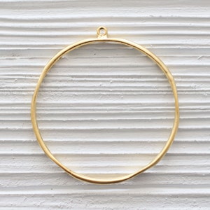 Organic shaped gold round pendant, earrings hoops, earring loop, gold hoops, hoop pendant, circle pendant, ring pendant, earrings dangle image 4