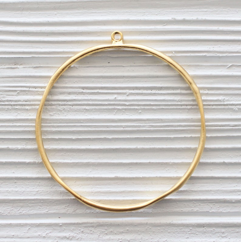 Organic shaped gold round pendant, earrings hoops, earring loop, gold hoops, hoop pendant, circle pendant, ring pendant, earrings dangle image 4