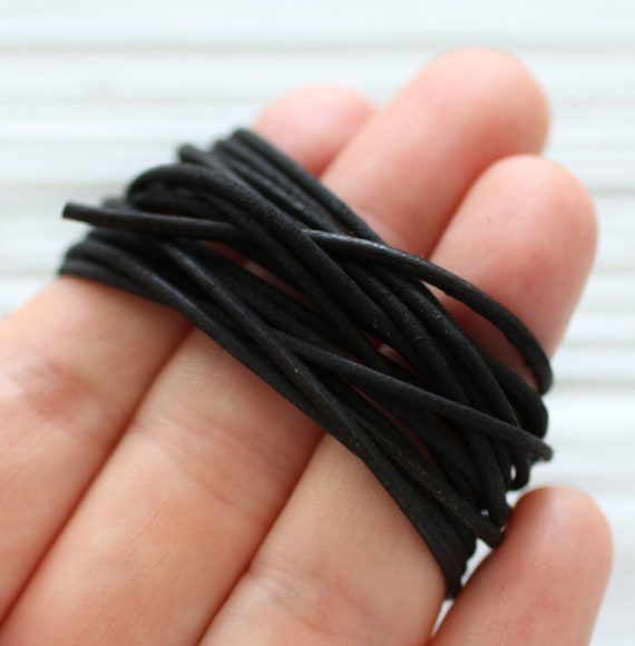 6 feet, black leather cord, genuine leather, 2 mm round black leather for necklace, leather for bracelets, genuine leather for earrings