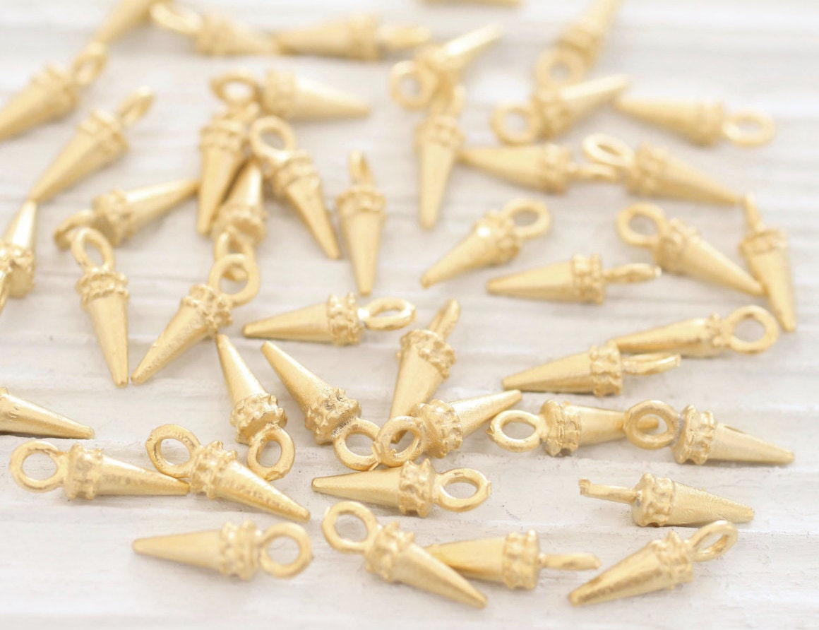 10pc gold stick charms, earring charms, spike charm, gold metal