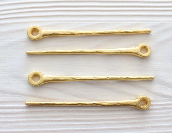 2pc dagger pendant, matte gold, stick pendant, dagger, boho long pendant, rustic pendant, vertical metal pendant, stick, large hole pendant