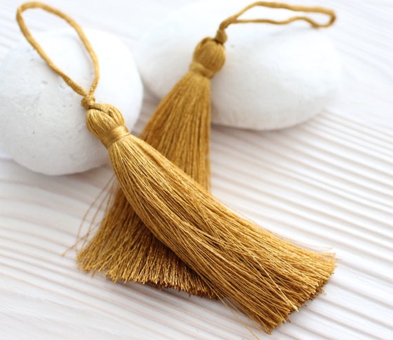 Mustard silk tassel, golden tassel, large tassels, tassel, chartreuse, decorative tassels, jewelry tassels, yellow tassel, mala tassel, N29