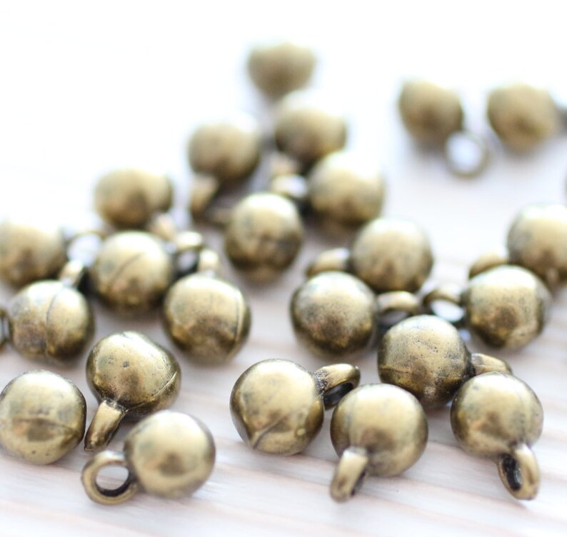 10pc antique gold beads bracelet charms metal earring beads tiny beads metal mini charms boho beads rustic charms ball beads image 3