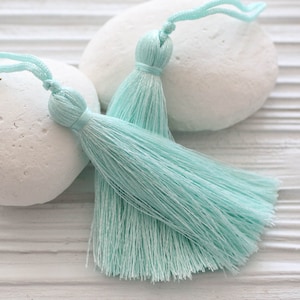 Light Blue Tassel Necklace - Etsy display picture 3