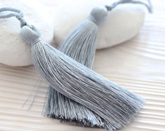 Light gray silk tassel, mala tassel, jewelry tassels, tassel, decorative tassels, long grey silk tassel, handmade keychain tassel, N12