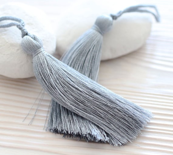 Light gray silk tassel, mala tassel, jewelry tassels, tassel, decorative tassels, long grey silk tassel, handmade keychain tassel, N12