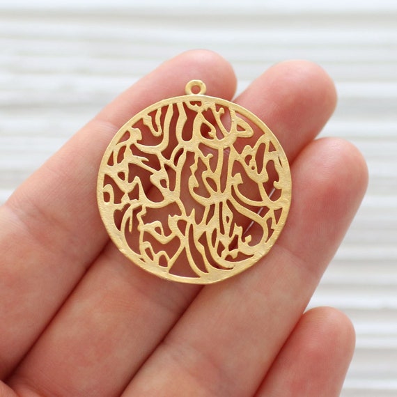 Filigree pendant, dangles, filigree medallion, gold tribal pendant, earrings charm dangle, gold filigree pendant, round pendant, dainty