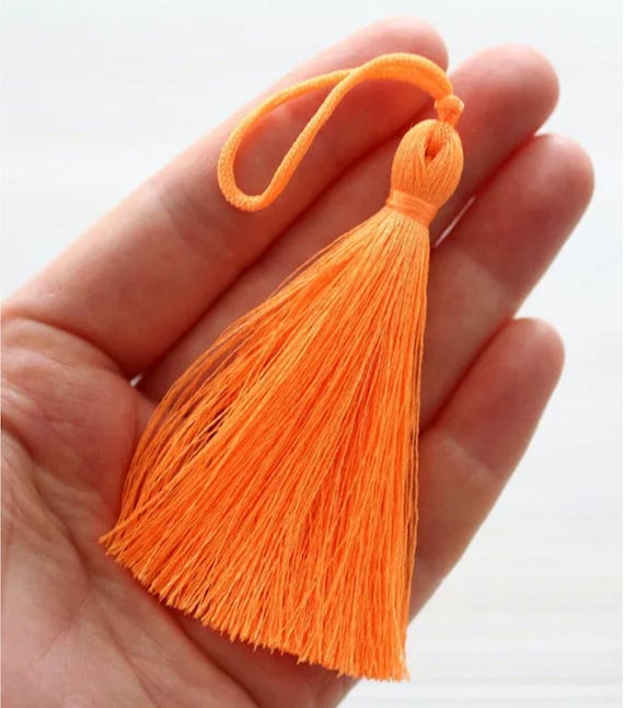Neon orange silk tassel, orange tassel, large silk tassels, tassels for jewelry, neon tassel, decorative tassels, tangerine tassel, N7