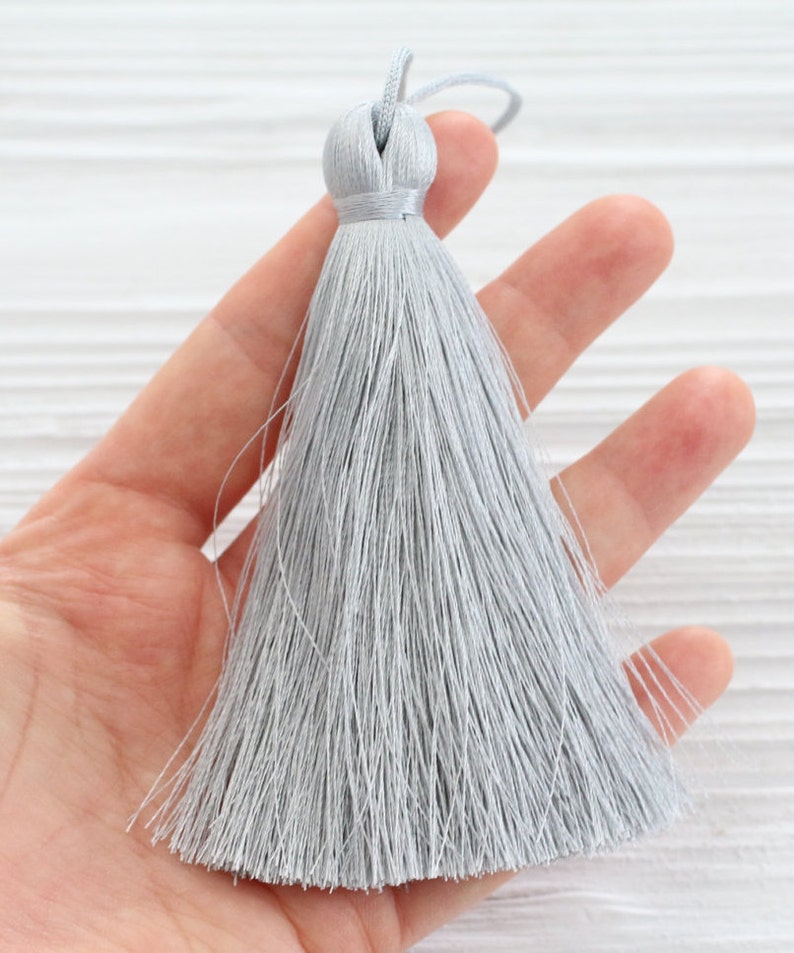 Light Gray Silk Tassel Thick Tassel Pillow Tassel Grey Etsy