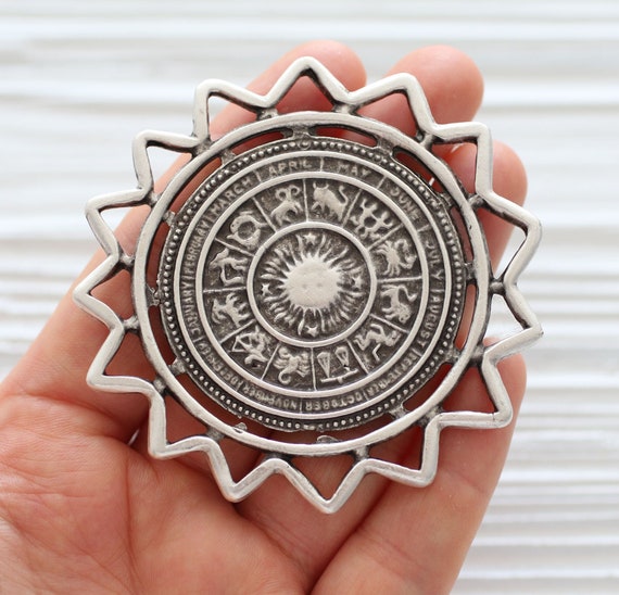 Astrological signs pendant, horoscope pendant, celestial pendant, zodiac pendant, ancient pendant, old horoscope calendar, home decor