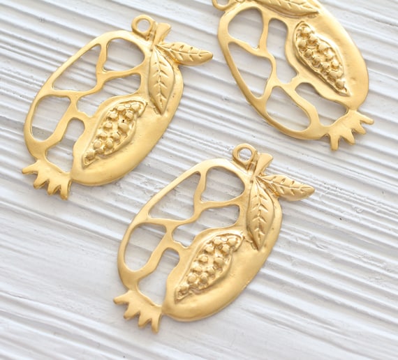 Pomegranate pendant gold, pomegranate, home decor accessory, rustic pendant, fruit pendant, decorative pomegranate