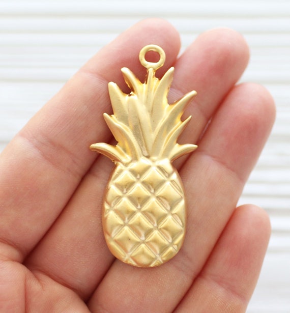 Pineapple pendant gold, pineapple, fruit pendant, decorative findings, earrings dangle charm, summer necklace dangle pendant