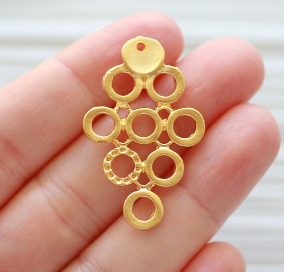 Circle pendant, contemporary pendant gold, earrings chandelier charm, necklace connector, layered round pendant